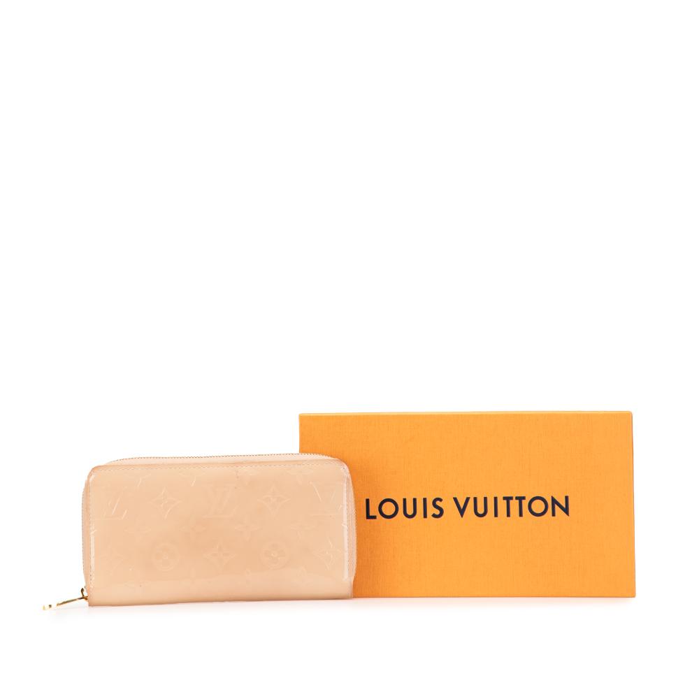 Louis Vuitton B Louis Vuitton Brown Beige Vernis Leather Leather Monogram Vernis Zippy Long Wallet Spain