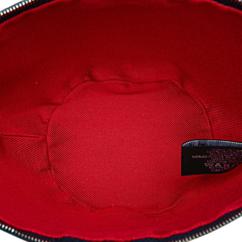 Hermès AB Hermès Blue Canvas Fabric Mini Toile Palmyre Pouch France