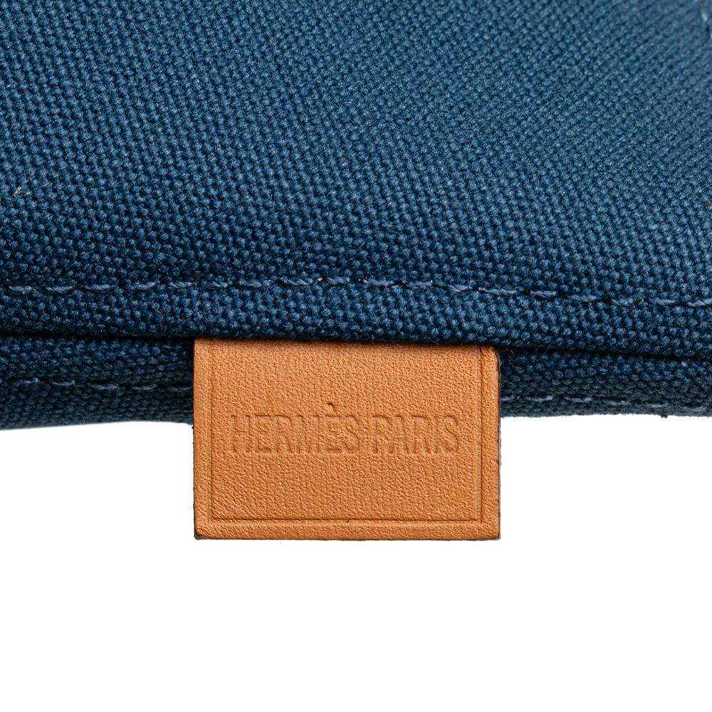 Hermès AB Hermès Blue Canvas Fabric Mini Toile Palmyre Pouch France