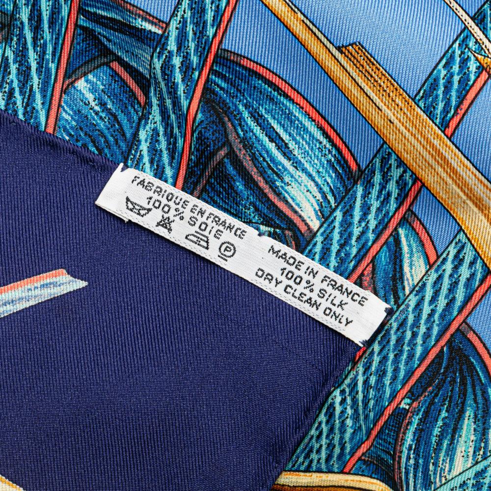 Hermès AB Hermès Blue Silk Fabric Nouvelle Caledonie Scarf France