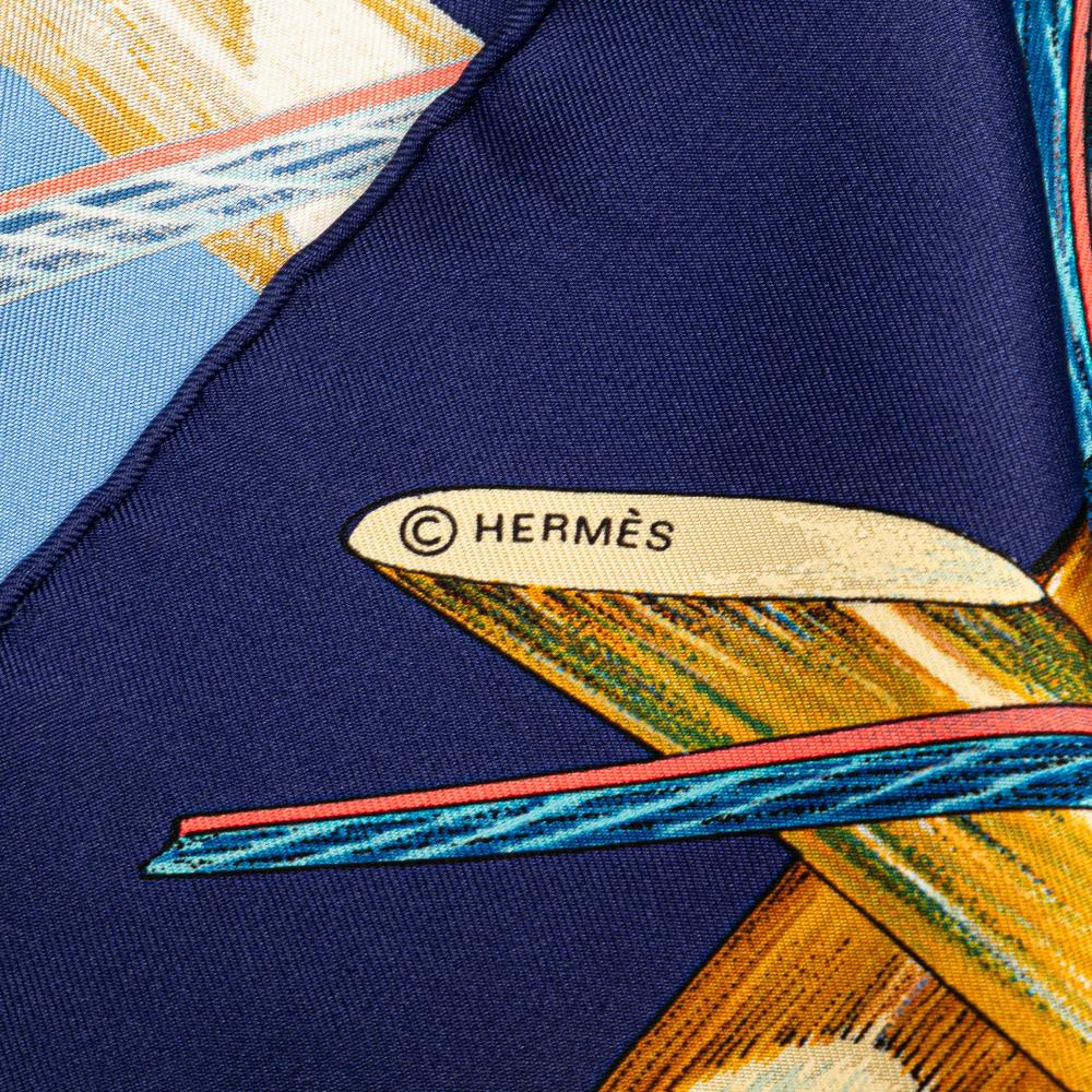 Hermès AB Hermès Blue Silk Fabric Nouvelle Caledonie Scarf France