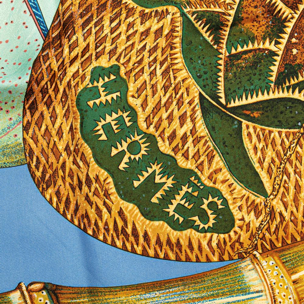 Hermès AB Hermès Blue Silk Fabric Nouvelle Caledonie Scarf France