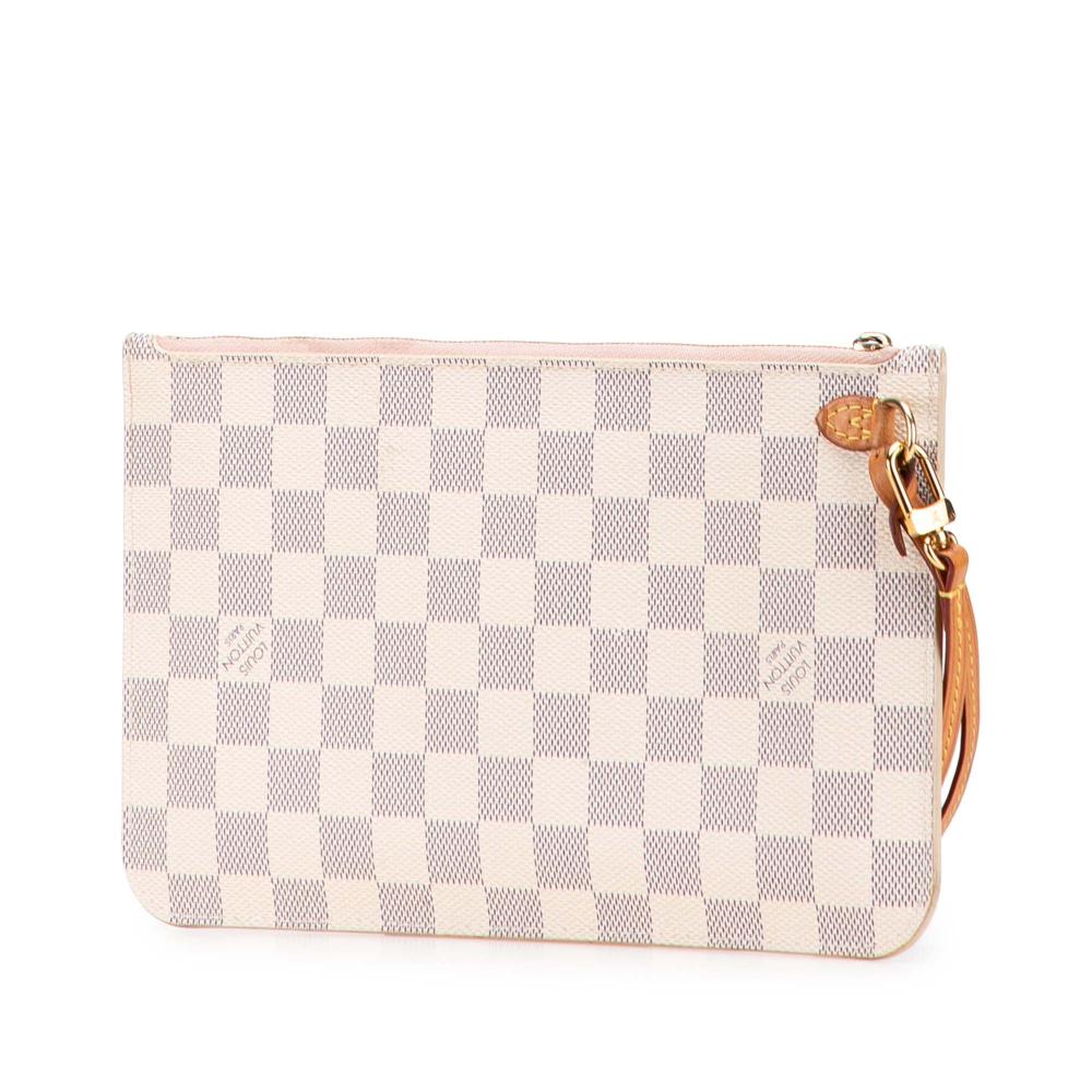 Louis Vuitton B Louis Vuitton White with Blue Damier Canvas Canvas Damier Azur Neverfull MM Pouch France