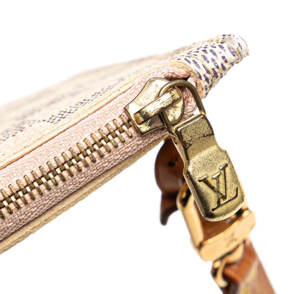 Louis Vuitton B Louis Vuitton White with Blue Damier Canvas Canvas Damier Azur Neverfull MM Pouch France