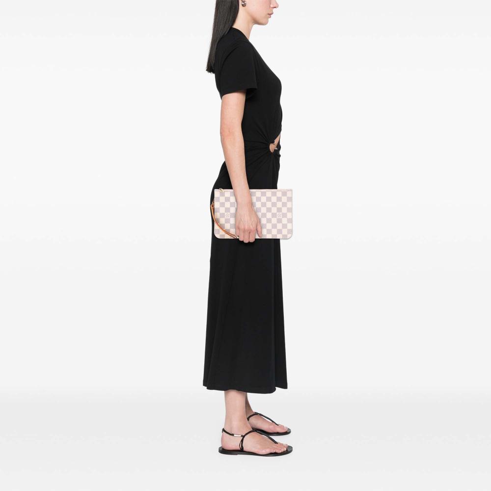 Louis Vuitton B Louis Vuitton White with Blue Damier Canvas Canvas Damier Azur Neverfull MM Pouch France