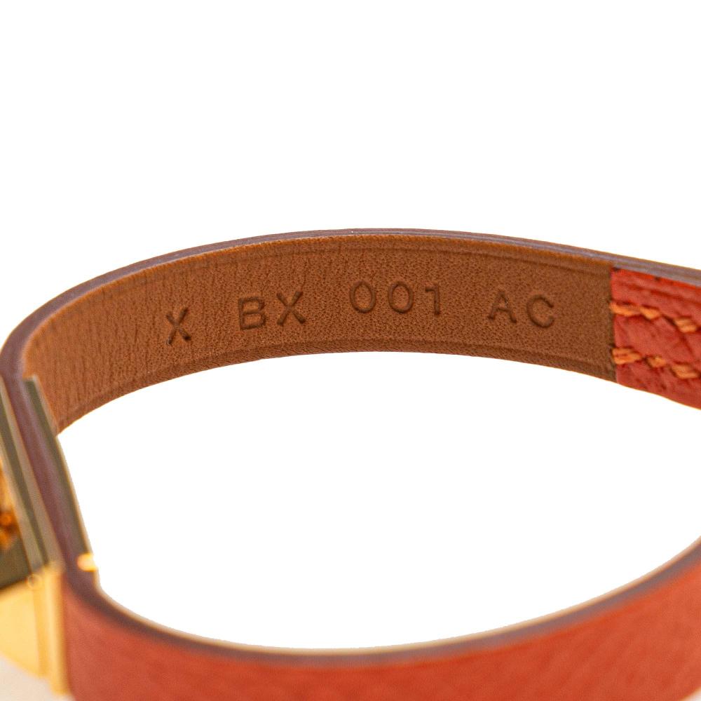 Hermès B Hermès Orange with Gold Calf Leather Epsom Rivale Mini Bracelet France