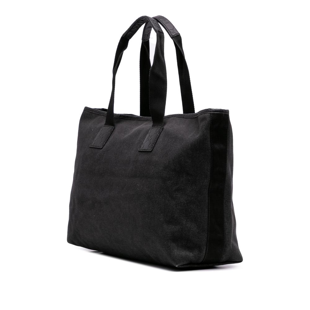 Gucci B Gucci Black Denim Fabric Guccissima Trimmed Tote Italy