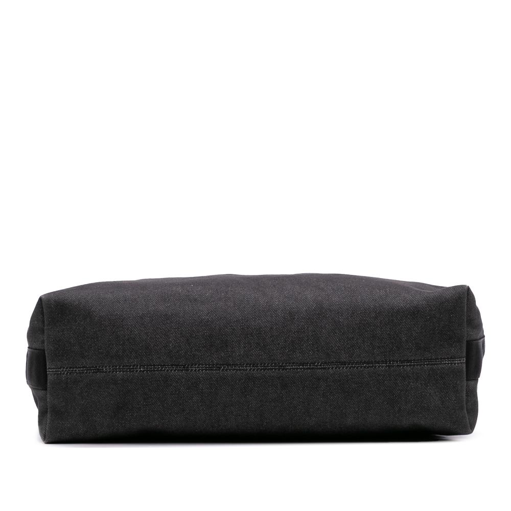 Gucci B Gucci Black Denim Fabric Guccissima Trimmed Tote Italy