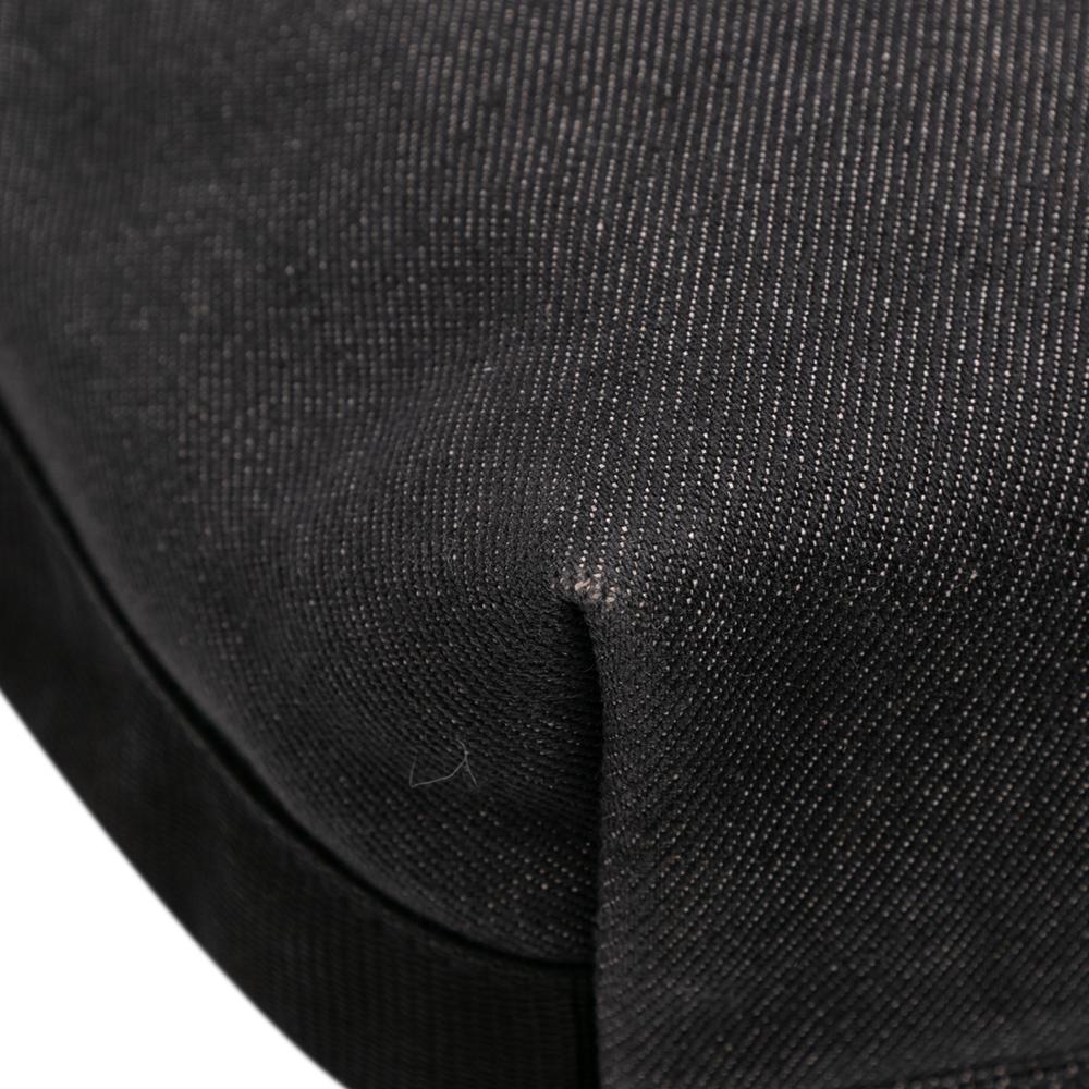 Gucci B Gucci Black Denim Fabric Guccissima Trimmed Tote Italy