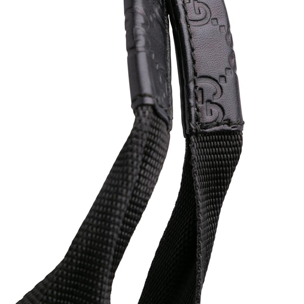 Gucci B Gucci Black Denim Fabric Guccissima Trimmed Tote Italy