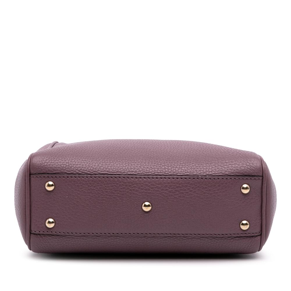 Gucci B Gucci Purple Calf Leather Mini skin Bamboo Shopper Satchel Italy