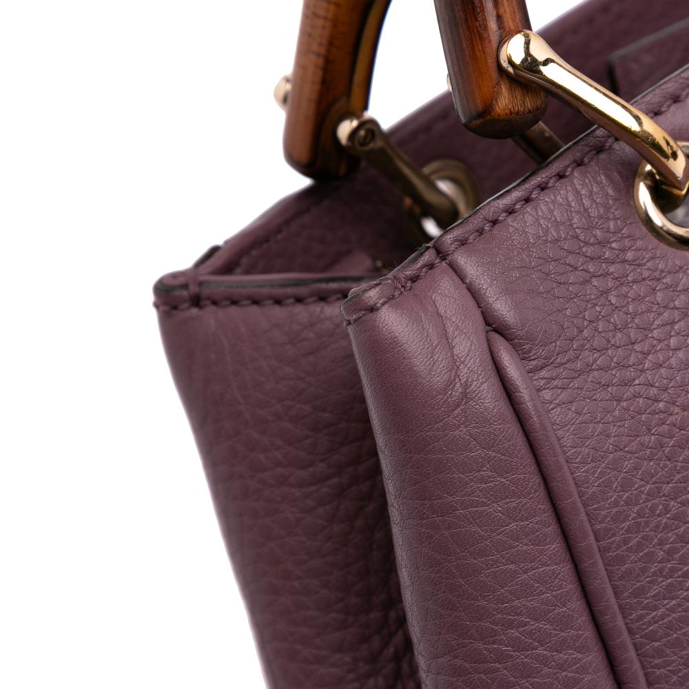 Gucci B Gucci Purple Calf Leather Mini skin Bamboo Shopper Satchel Italy