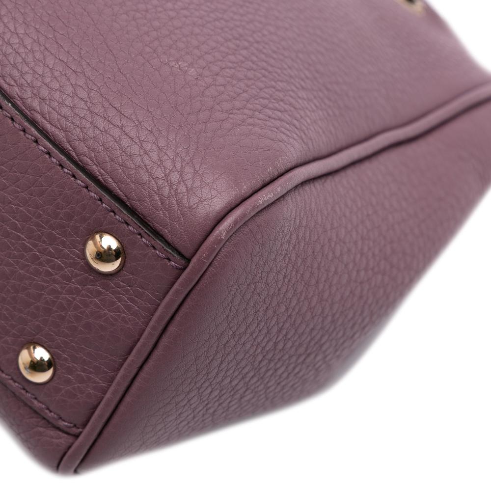 Gucci B Gucci Purple Calf Leather Mini skin Bamboo Shopper Satchel Italy