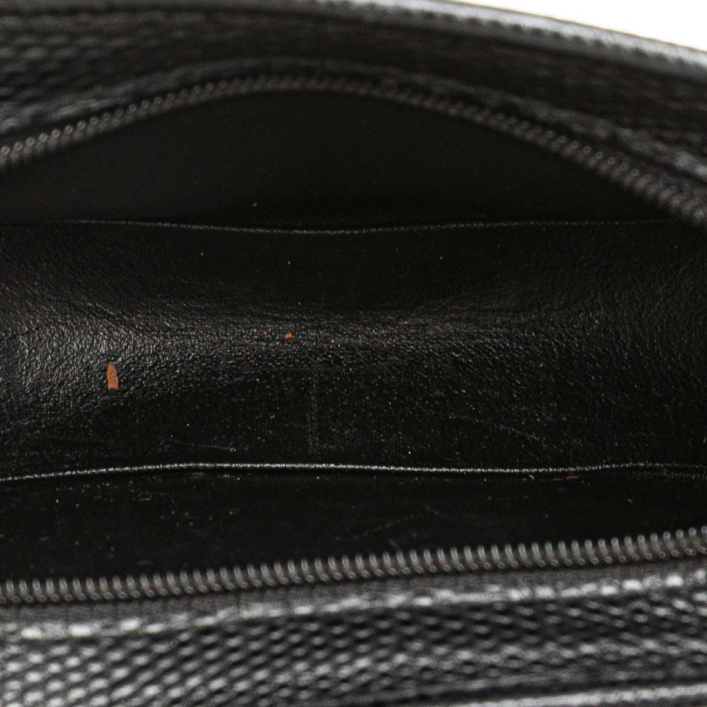 Ferragamo B Ferragamo Black Calf Leather Embossed Lizard Vara Bow Pouch Italy