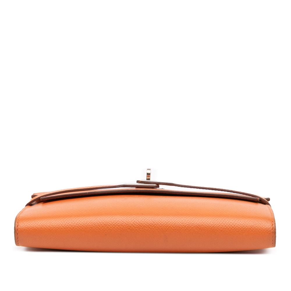 Hermès B Hermès Orange Calf Leather Epsom Kelly Longue Wallet France
