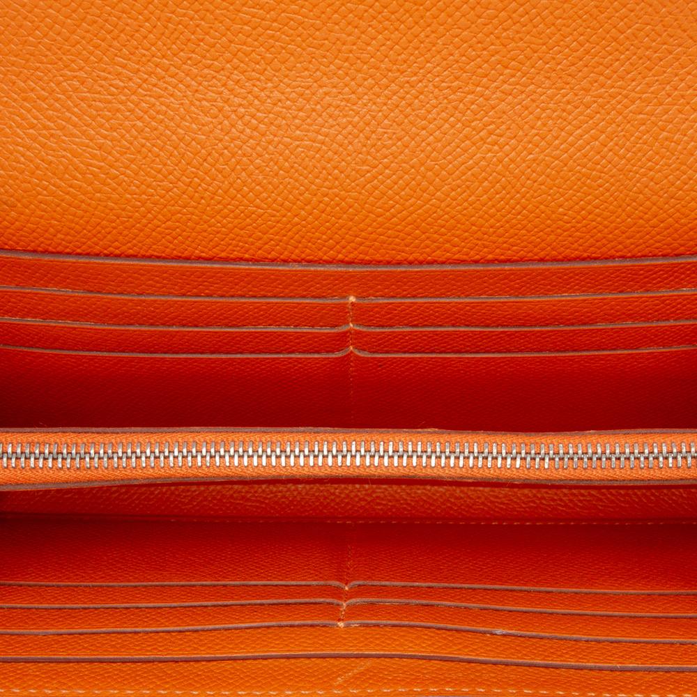 Hermès B Hermès Orange Calf Leather Epsom Kelly Longue Wallet France