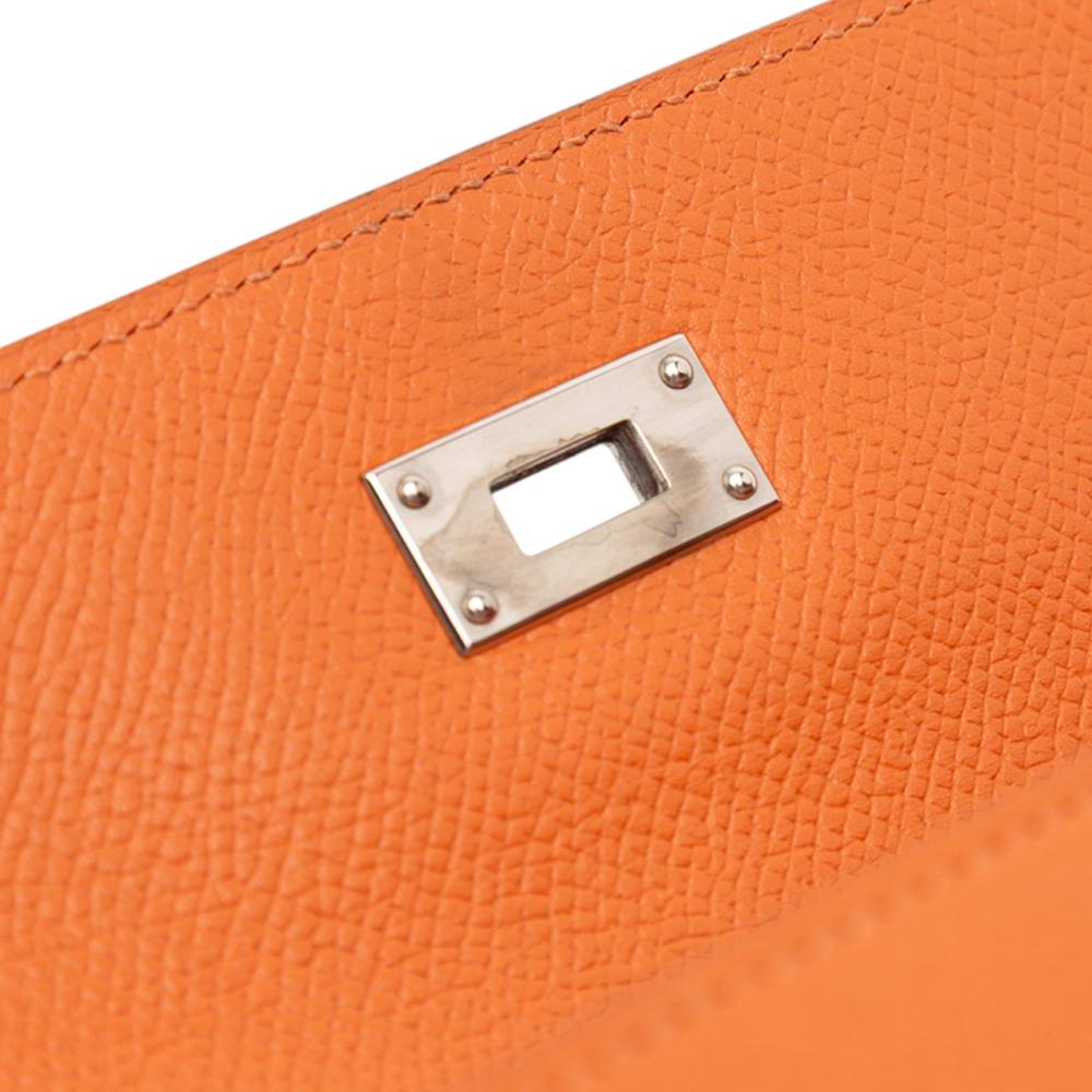 Hermès B Hermès Orange Calf Leather Epsom Kelly Longue Wallet France