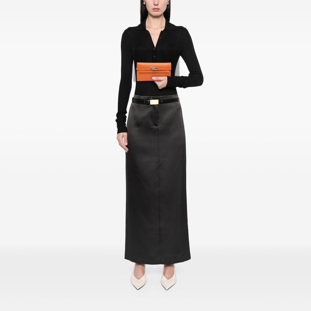 Hermès B Hermès Orange Calf Leather Epsom Kelly Longue Wallet France