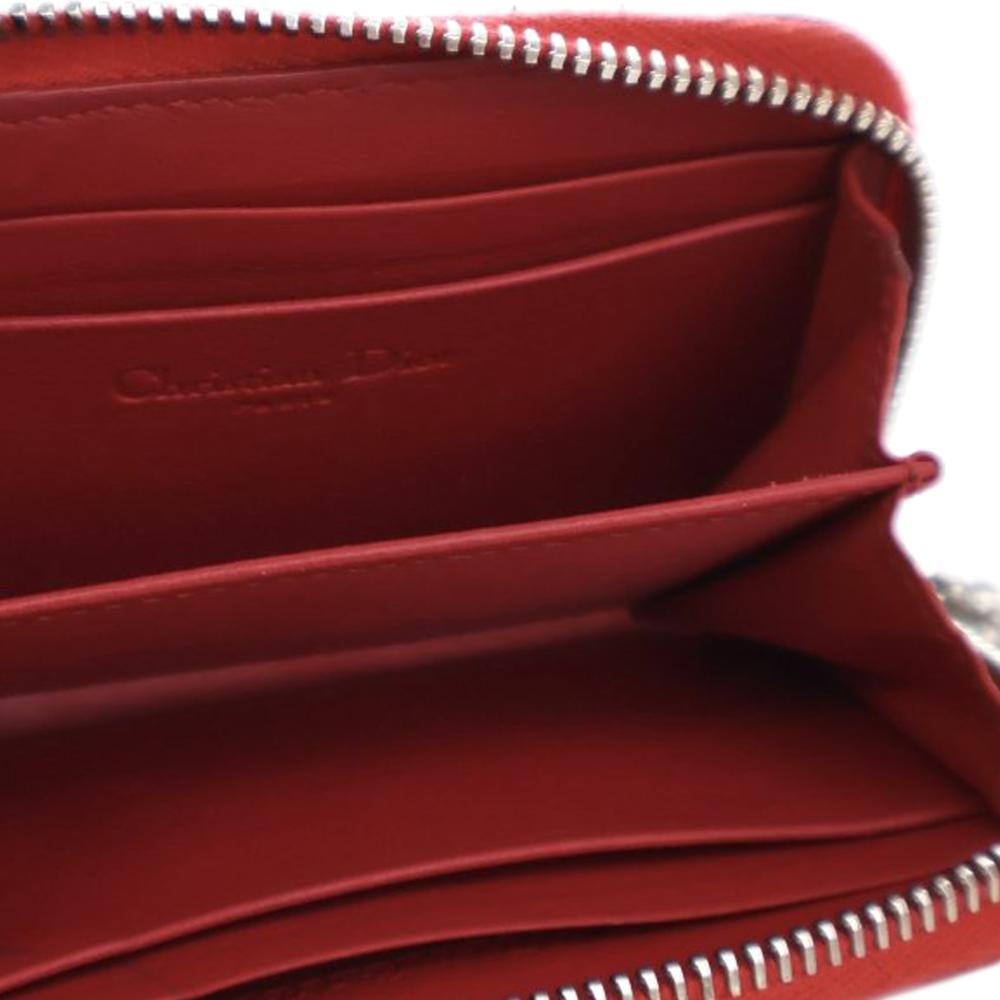 Christian Dior B Dior Red Patent Leather Leather Small Patent Cannage Lady Dior Voyageur Coin Purse Italy