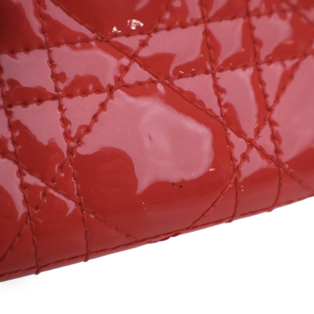 Christian Dior B Dior Red Patent Leather Leather Small Patent Cannage Lady Dior Voyageur Coin Purse Italy