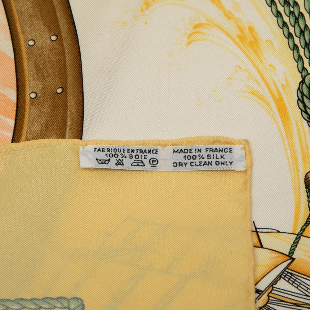 Hermès B Hermès Yellow with Multi Silk Fabric Vive le Vent Scarf France