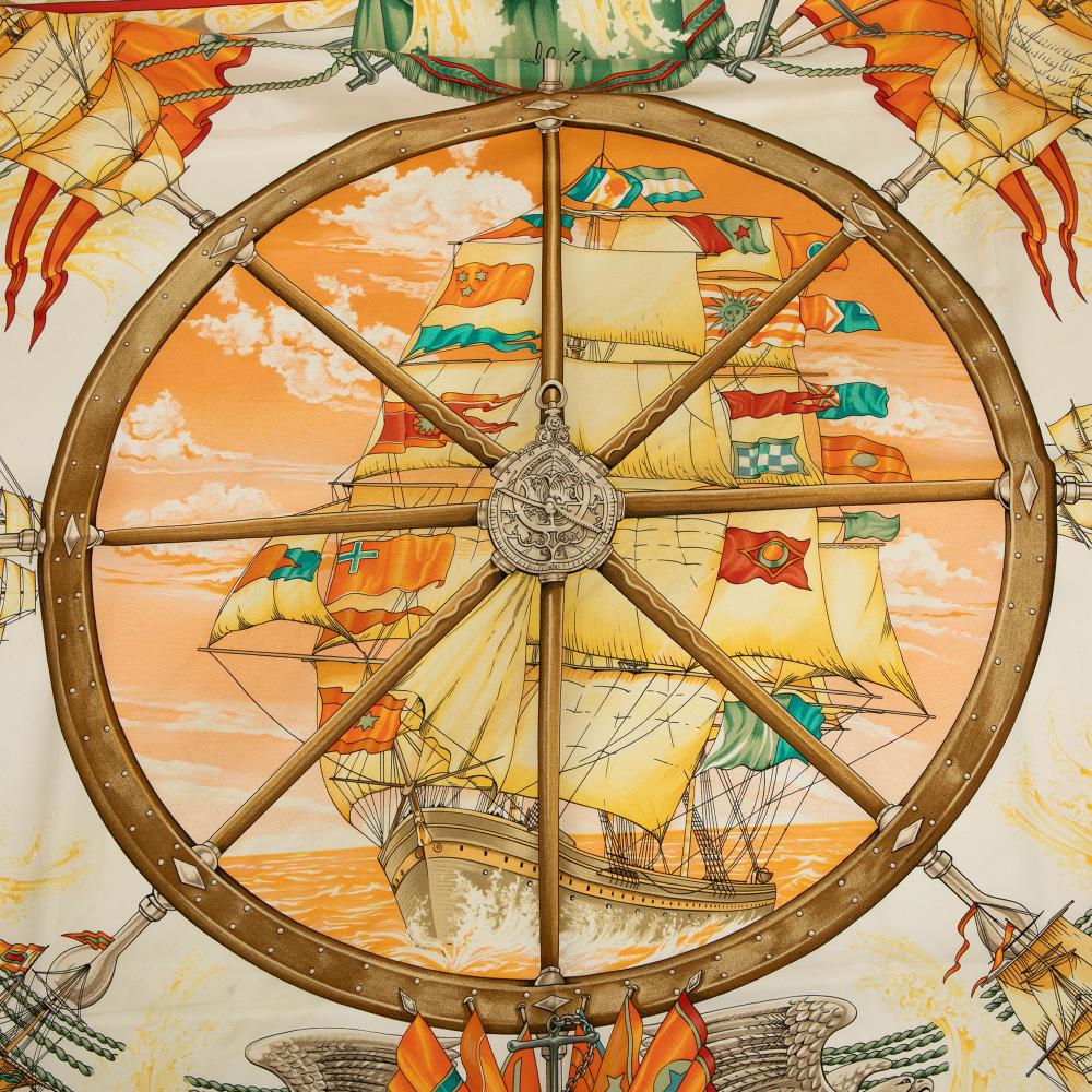 Hermès B Hermès Yellow with Multi Silk Fabric Vive le Vent Scarf France