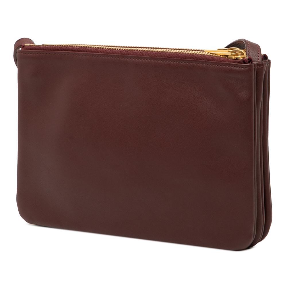 Celine B Celine Red Burgundy Lambskin Leather Leather Small Lambskin Trio Crossbody Italy