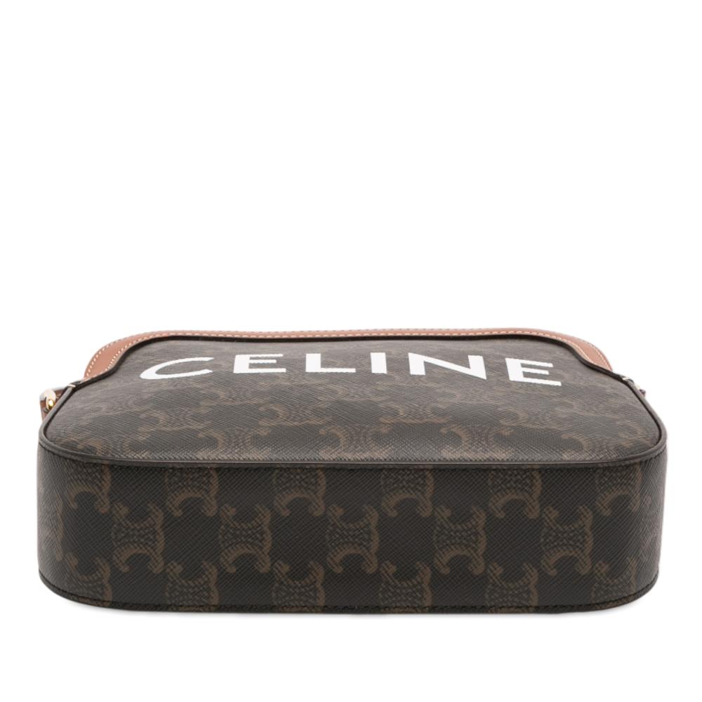 Celine AB Celine Brown Coated Canvas Fabric Small Triomphe Logo Camera Bag Italy