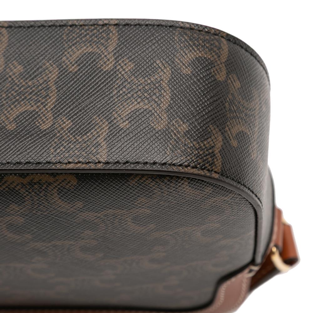 Celine AB Celine Brown Coated Canvas Fabric Small Triomphe Logo Camera Bag Italy