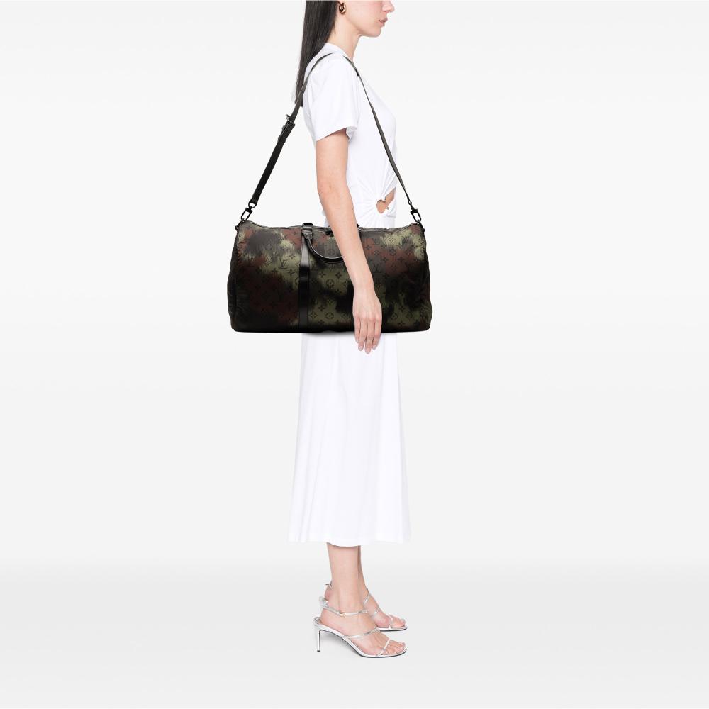 Louis Vuitton AB Louis Vuitton Green Nylon Fabric Monogram Camouflage Keepall Bandouliere 50 Italy