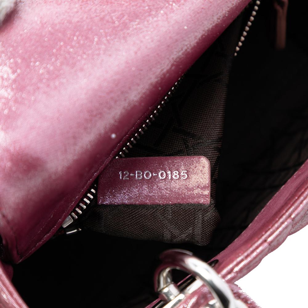 Christian Dior AB Dior Pink Lambskin Leather Leather Mini Iridescent Lambskin Cannage Lady Dior Italy
