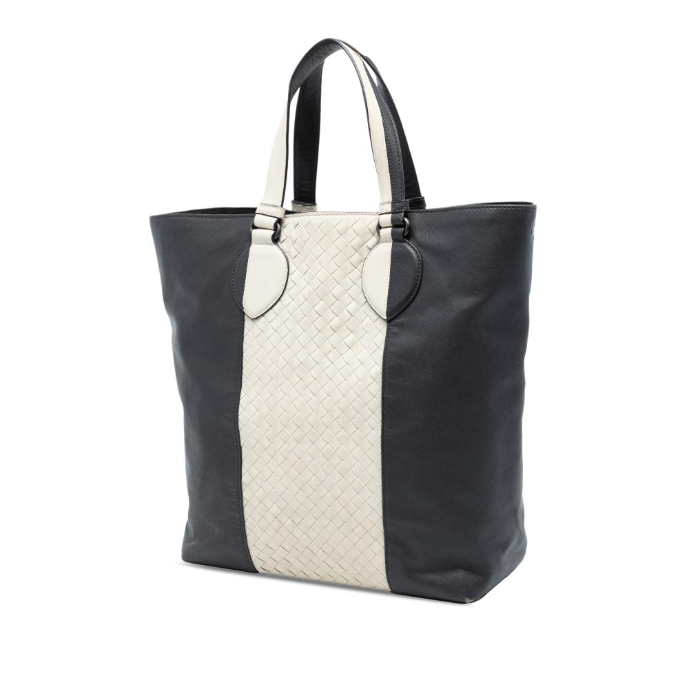 Bottega Veneta AB Bottega Veneta Black Nappa Leather Leather Bicolor Nappa Intrecciato Convertible Tote Italy