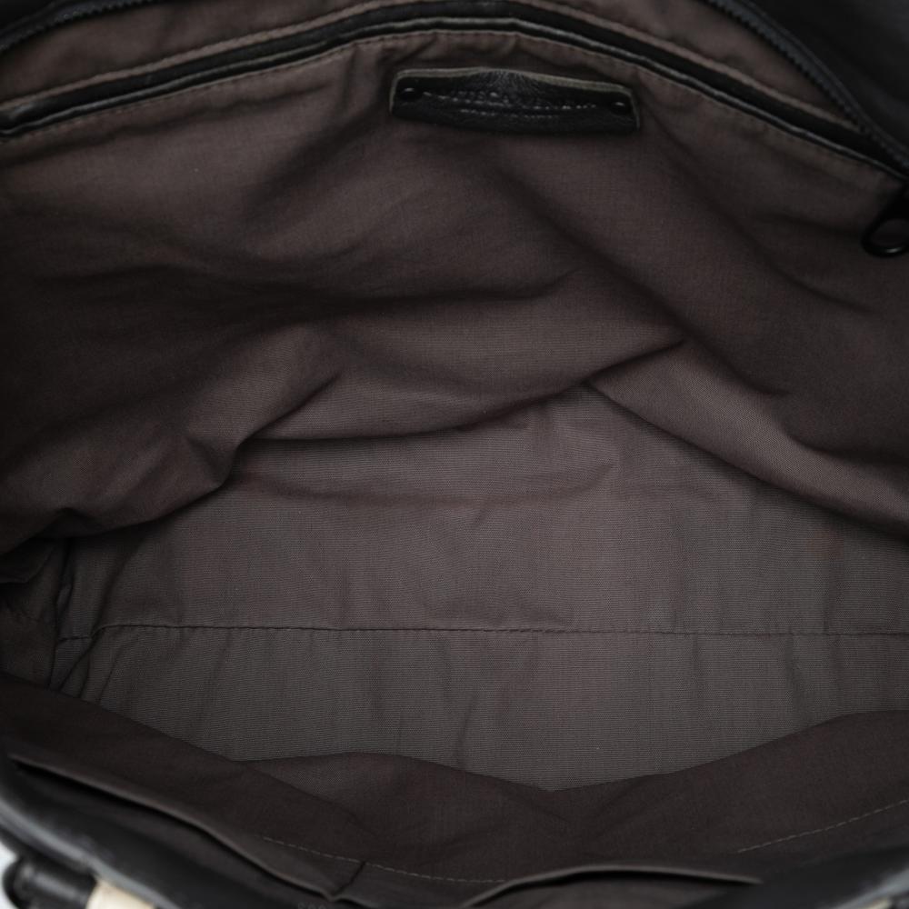 Bottega Veneta AB Bottega Veneta Black Nappa Leather Leather Bicolor Nappa Intrecciato Convertible Tote Italy