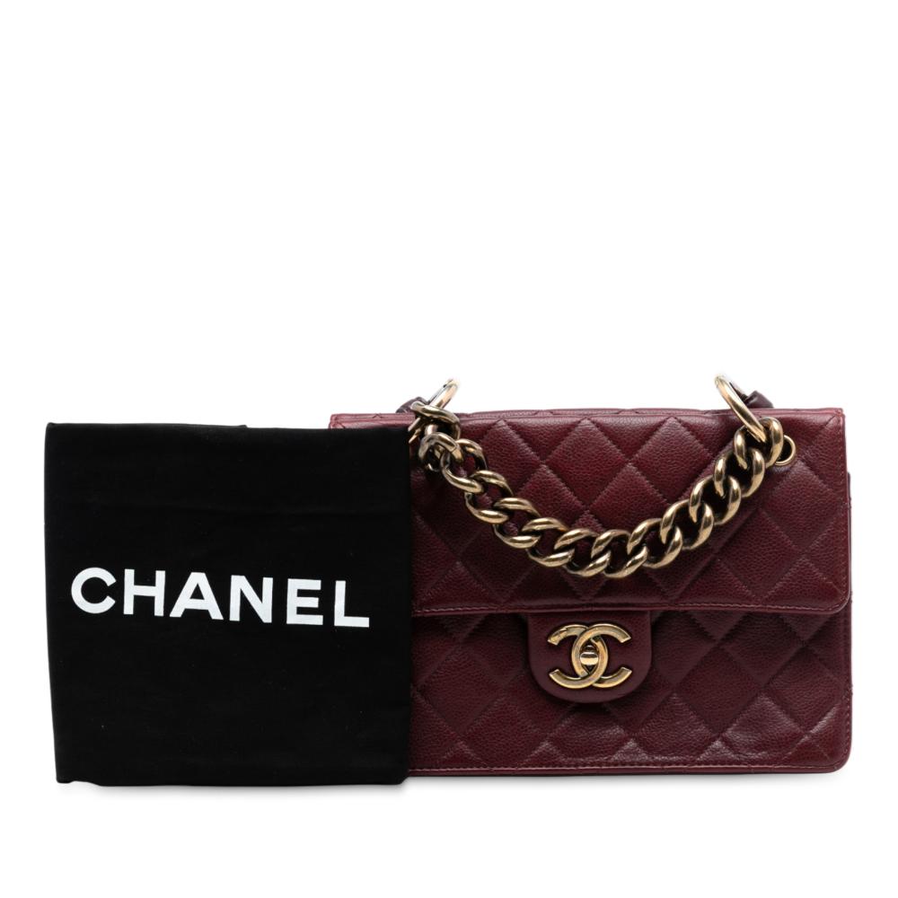 Chanel B Chanel Red Burgundy Caviar Leather Leather Paris Edinburgh Quilted Caviar Retro Class Flap Italy
