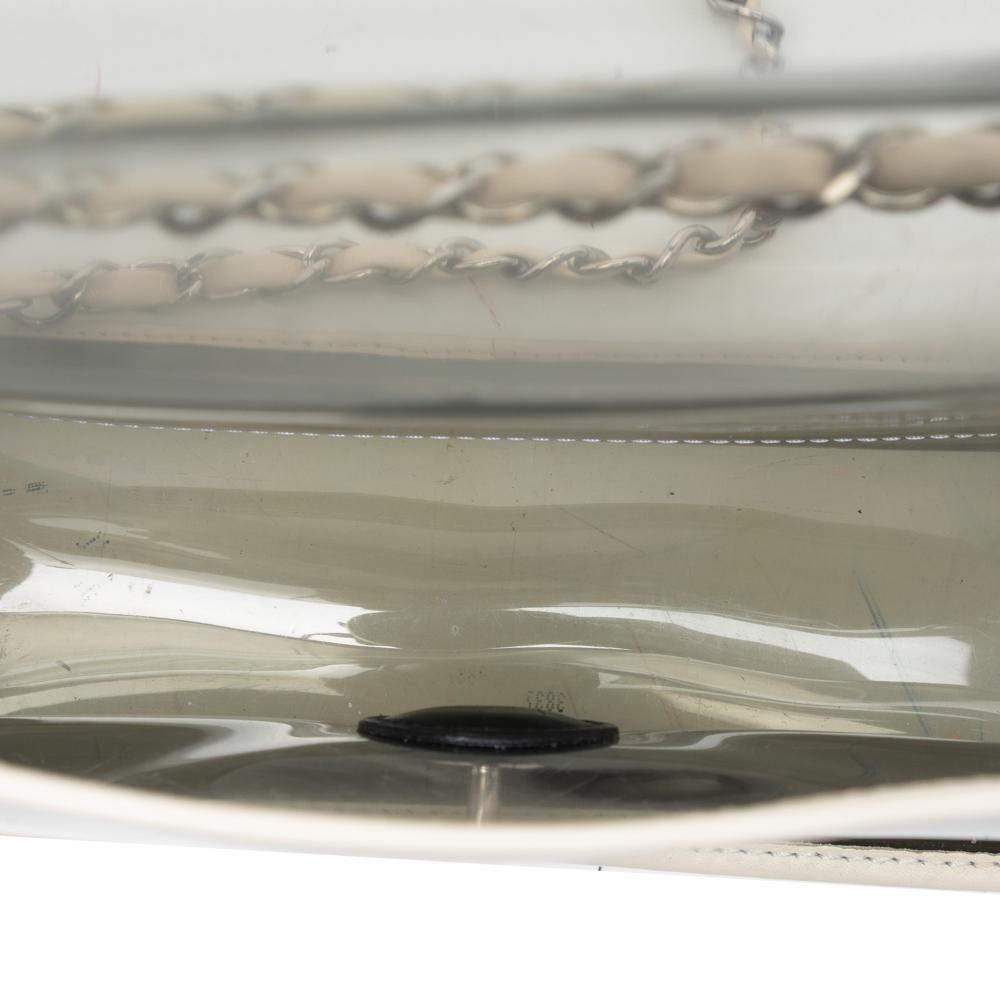 Chanel B Chanel White PVC Plastic Large and Lambskin Naked Flap Italy