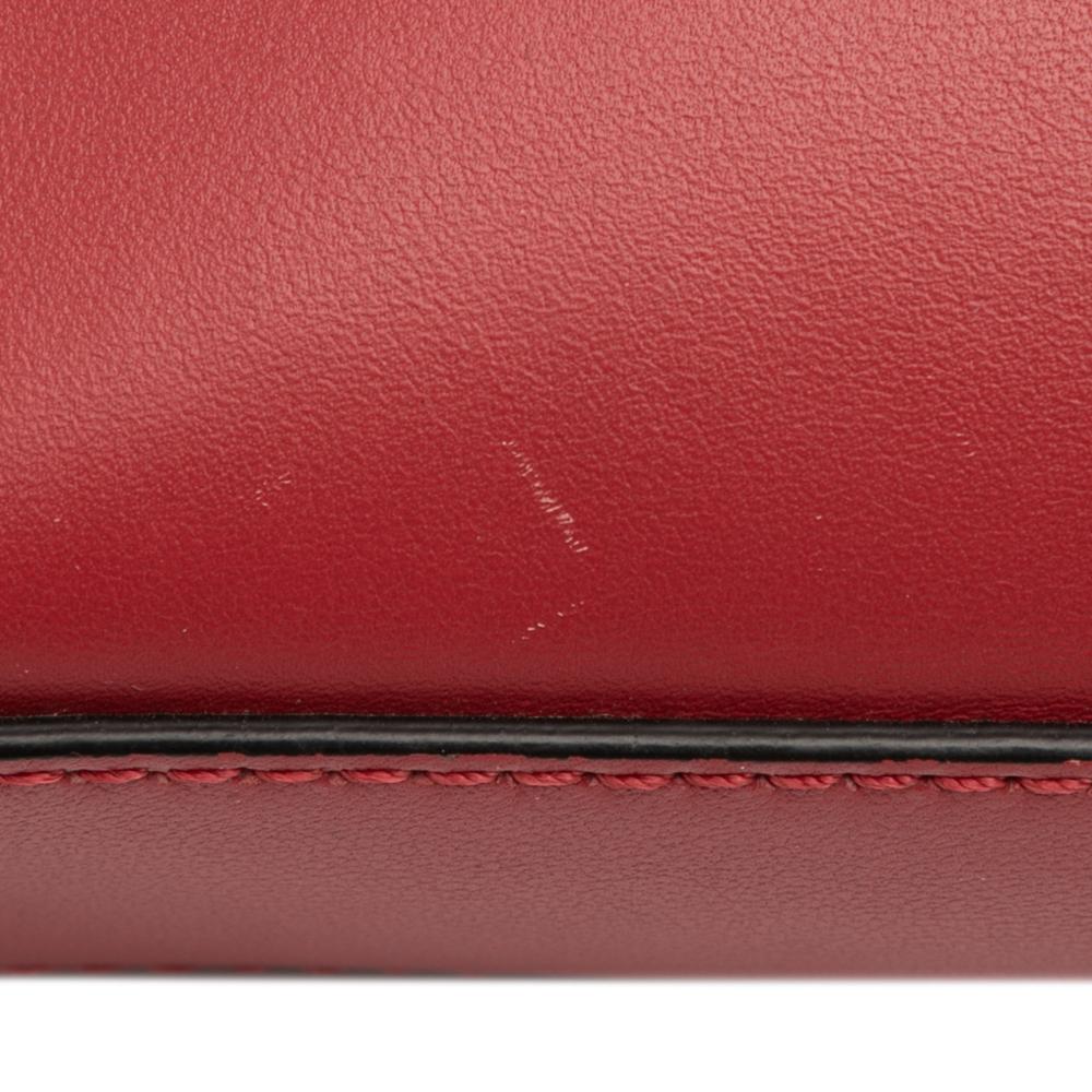 Valentino B Valentino Red Calf Leather Small Rockstud Flap Crossbody Italy