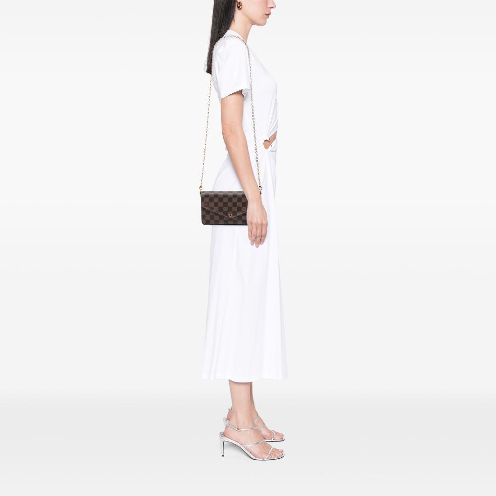 Louis Vuitton AB Louis Vuitton Brown Damier Canvas Fabric Damier Ebene Pochette Felicie Spain