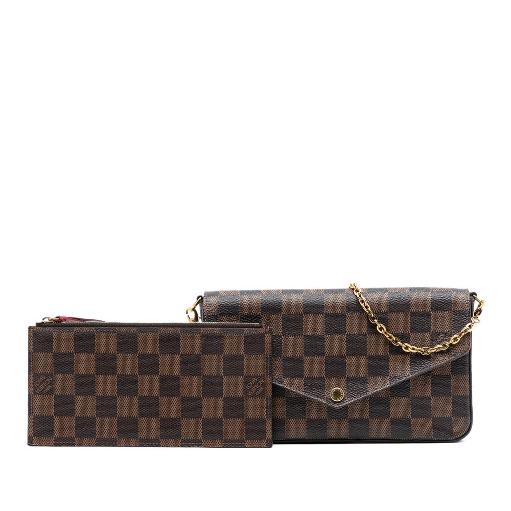Louis Vuitton AB Louis Vuitton Brown Damier Canvas Fabric Damier Ebene Pochette Felicie Spain