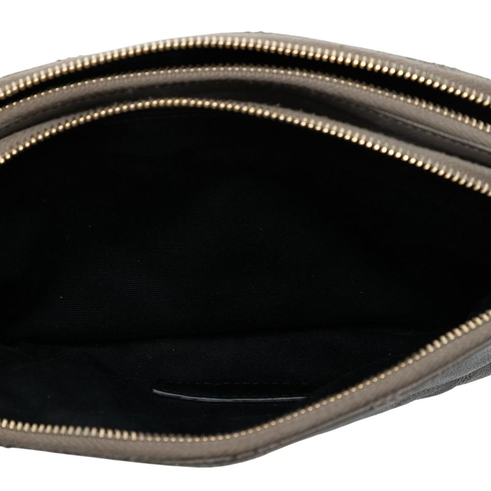 Saint Laurent B Saint Laurent Gray Lambskin Leather Leather Mini Quilted Lambskin Becky Double Zip Crossbody Italy