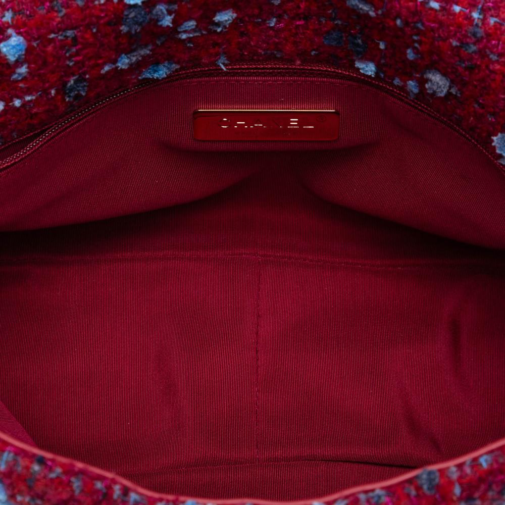 Chanel AB Chanel Purple Magenta Tweed Fabric Large 19 Flap Italy