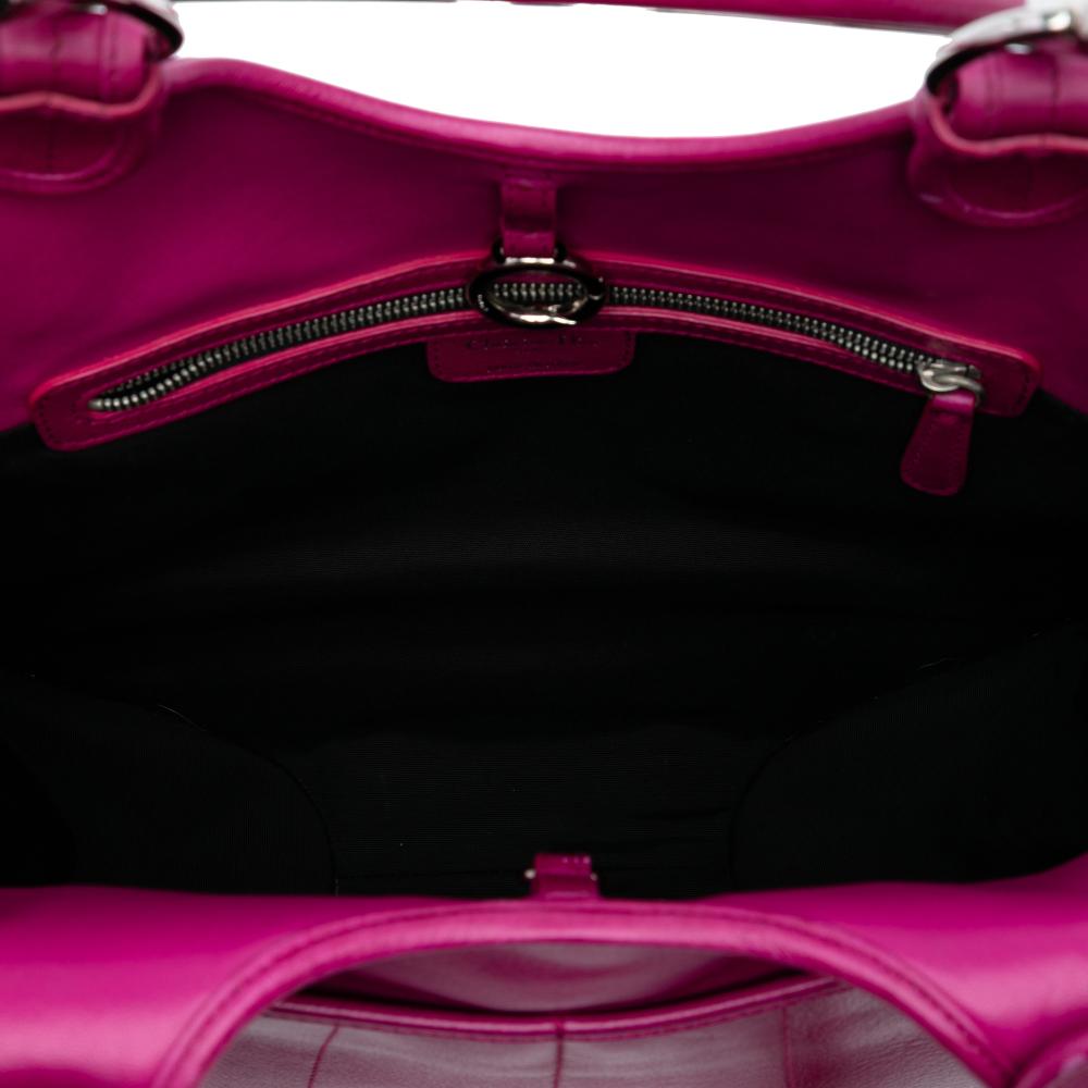 Christian Dior B Dior Pink Dark Pink Calf Leather Medium 61 Hobo Italy