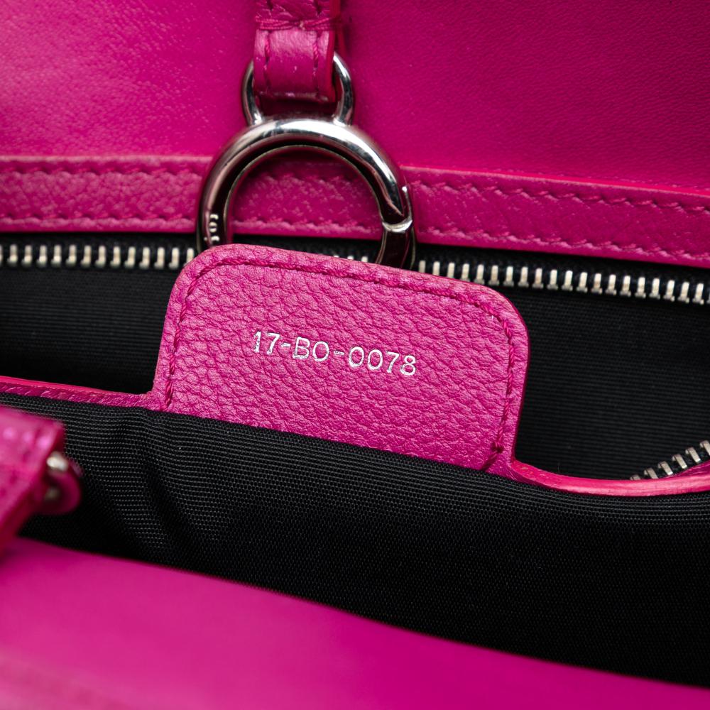 Christian Dior B Dior Pink Dark Pink Calf Leather Medium 61 Hobo Italy