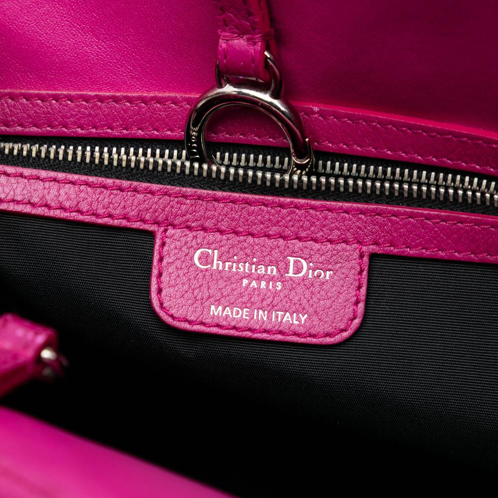 Christian Dior B Dior Pink Dark Pink Calf Leather Medium 61 Hobo Italy