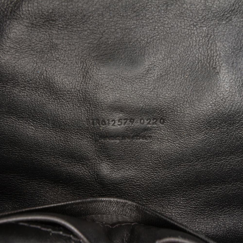 Saint Laurent B Saint Laurent Black Calf Leather Mini Grain de Poudre Monogram Monochrome Lou Camera Bag Italy
