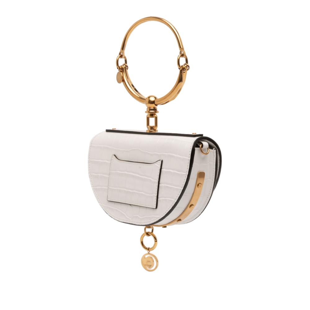 Chloé AB Chloé White Calf Leather Mini Croc Embossed skin Nile Bracelet Satchel Spain