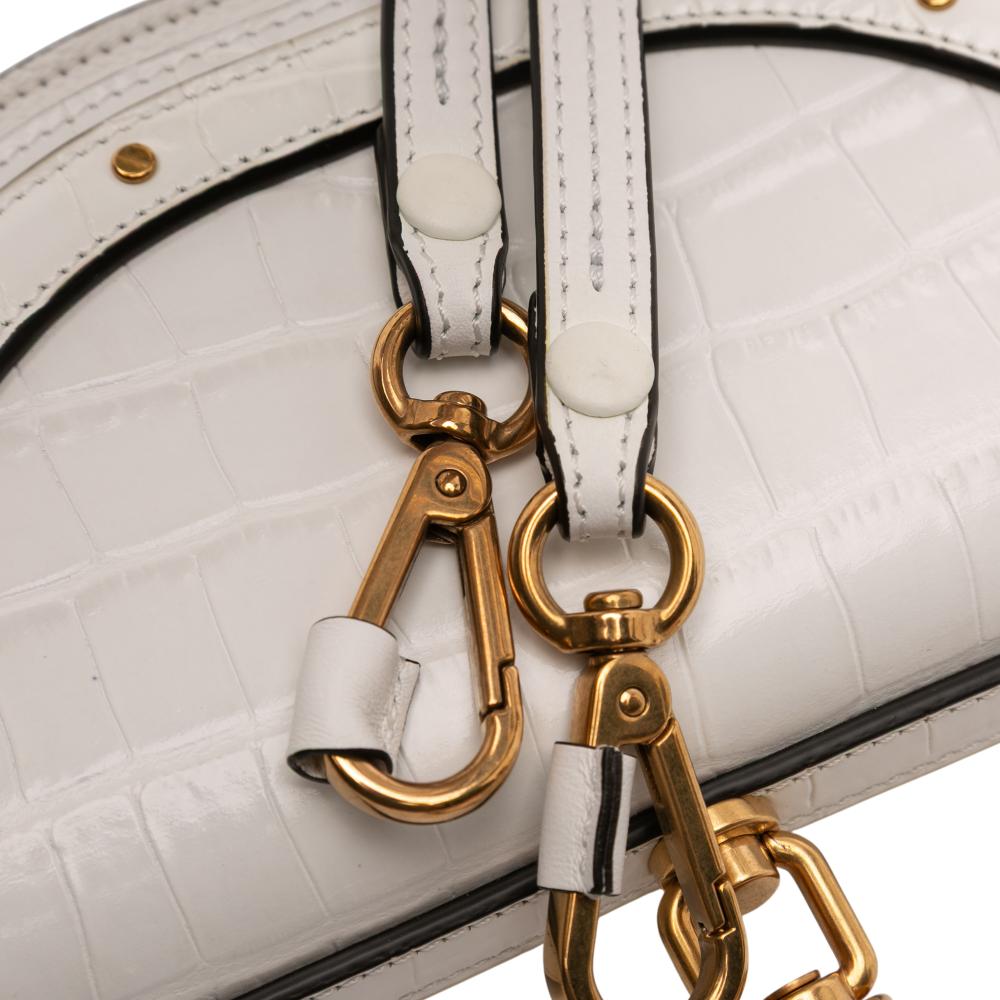 Chloé AB Chloé White Calf Leather Mini Croc Embossed skin Nile Bracelet Satchel Spain