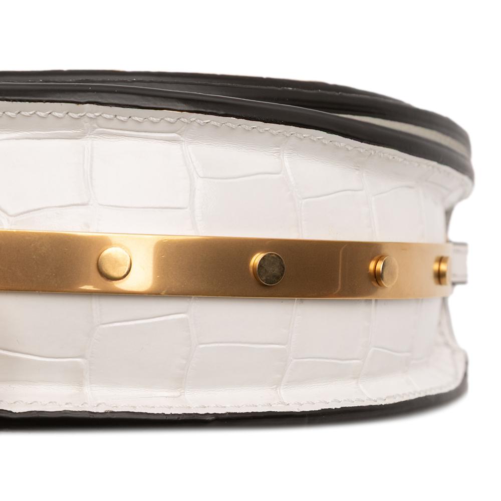 Chloé AB Chloé White Calf Leather Mini Croc Embossed skin Nile Bracelet Satchel Spain