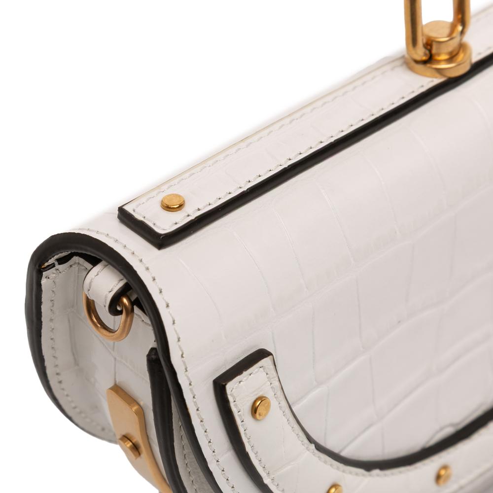 Chloé AB Chloé White Calf Leather Mini Croc Embossed skin Nile Bracelet Satchel Spain