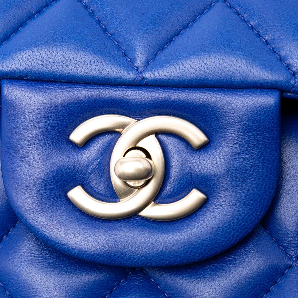 Chanel AB Chanel Blue Lambskin Leather Leather Jumbo Classic Lambskin Double Flap France