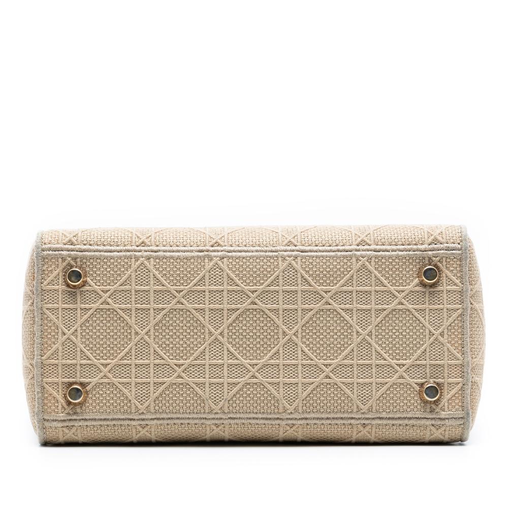 Christian Dior B Dior Brown Beige Canvas Fabric Medium Cannage Lady D Lite Italy